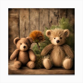 Toy Bear And Hedgehog Design Canvas Print