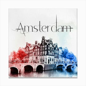 Amsterdam City Watercolor Painting 1 Canvas Print