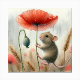 Mouse And Poppy Canvas Print