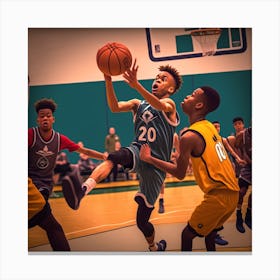 Basketball Players In Action 2 Canvas Print