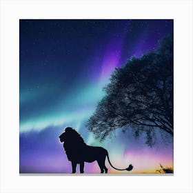 Lion In The Night Sky Canvas Print