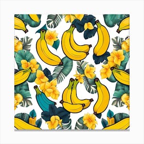 Bananas And Flowers Seamless Pattern Canvas Print