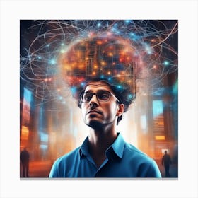 Imagine A Guy Brain Connected With City Network S And Other People S Minds Which Sends And Communicate With Other People Thoughts And Creates A Scenario Or Images (7) Canvas Print