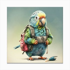 Parrot With Backpack 6 Canvas Print