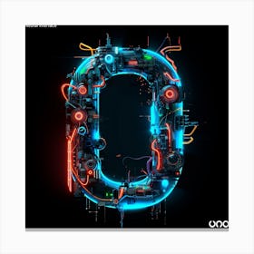 O made of glowing circuits Canvas Print