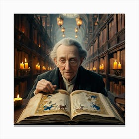 Old Man In Library 5 Canvas Print