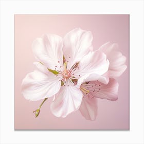 Cherry Blossom On Pink Background Canvas Print