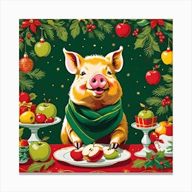 WHO INVITED CHRISTMAS PIGGY TO DINNER Canvas Print
