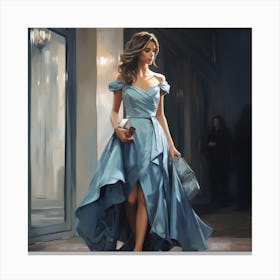 Woman In A Blue Dress Canvas Print