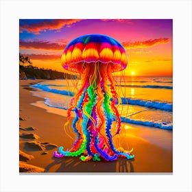 Jellyfish At Sunset Canvas Print