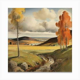 Autumn Landscape 1915 By Magnus Enckell Cartoon Art Print Canvas Print