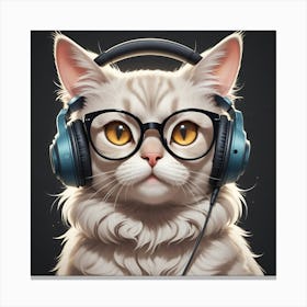 Cat With Headphones Canvas Print