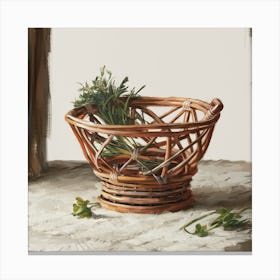 Basket Of Herbs Canvas Print