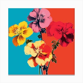 Andy Warhol Style Pop Art Flowers Geranium 1 Square Canvas Print