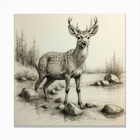 Deer Drawing 44 Canvas Print