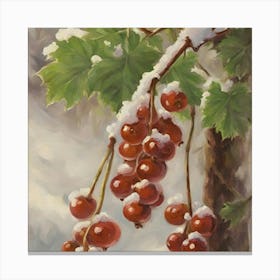 Red Currants In The Snow 3 Canvas Print