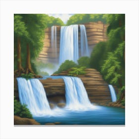 Natures Majesty A Hyperrealistic Close Up Of A Cascading Waterfall Capturing The Power Canvas Print