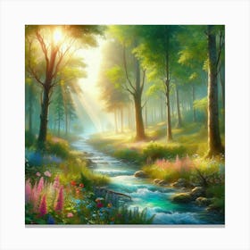 Stream In The Forest 24 Canvas Print