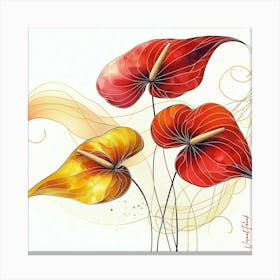 Red Anthuriums Flowers Canvas Print