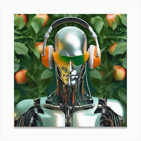 Robot With Headphones 4 Canvas Print