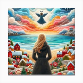 Blonde Women and Angel 2 Canvas Print