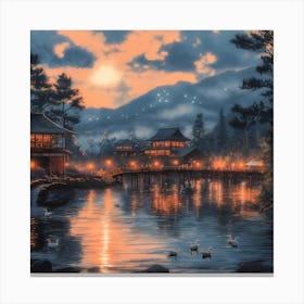 長閑な秋の夜、南木曽村 Peaceful Automn Evening In Nagiso Village (I) Canvas Print