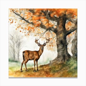 Watercolor Of A Deer Canvas Print
