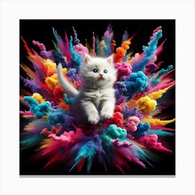 Cat In Colorful Powder Canvas Print