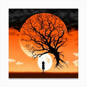 Girl And A Tree Canvas Print