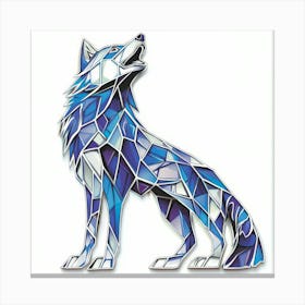 Stained Glass Wolf.Generated AI. Wall Art Print Canvas Print