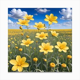 Field Of Yellow Flowers 15 Canvas Print