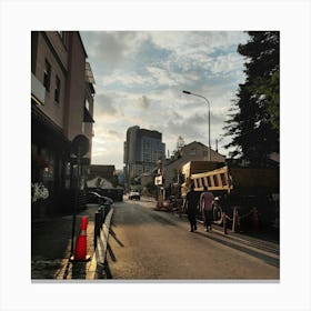 Sunset On A City Street In Kosovo Canvas Print