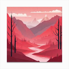 Misty mountains background in red tone 64 Canvas Print