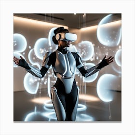 Futuristic Woman In Vr Canvas Print