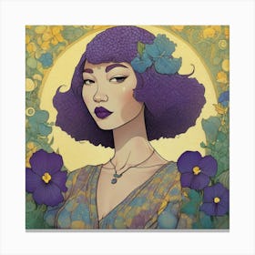 Asian Woman With Purple Hair Canvas Print