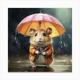 Hamster In The Rain 4 Canvas Print