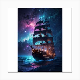 Ship In The Night Sky Canvas Print