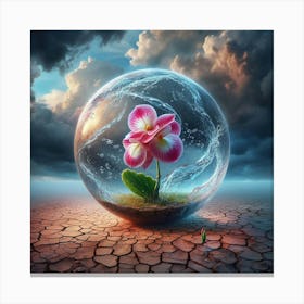 Flower In A Glass Sphere Canvas Print