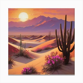 Desert Landscape Paintings Art Print 1 Canvas Print