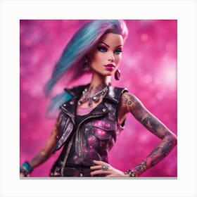 Punk Rock Tattoo Barbie Canvas Print