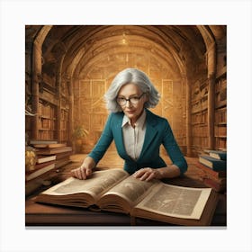 The Elderly Lady Librarian 055 Canvas Print