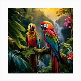 Two Parrots In The Jungle art print 1 Canvas Print