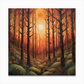 Sunset In The Forest 5 Canvas Print