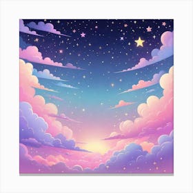 Sky With Twinkling Stars In Pastel Colors Square Composition 219 Canvas Print