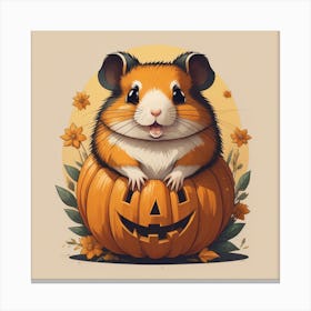Cute Hamster With Spooky Pumpkin Canvas Print