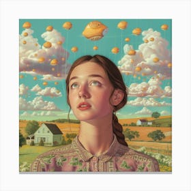 Girl In A Field Canvas Print