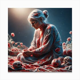 Woman With Blood On Her Face Canvas Print