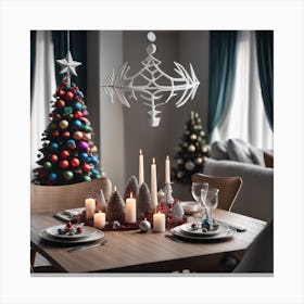 Christmas Table Setting 18 Canvas Print