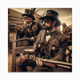 Steam Punk Cowboys 4/4  (time travel old west future west world western outlaw sci-fi fantasy) Canvas Print