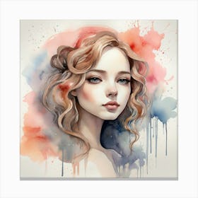 Watercolor Girl Painting Canvas Print